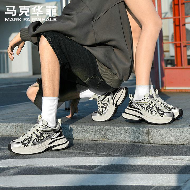 马克华菲女鞋2025新款秋季高档情侣休闲运动鞋厚底增高男士老爹鞋