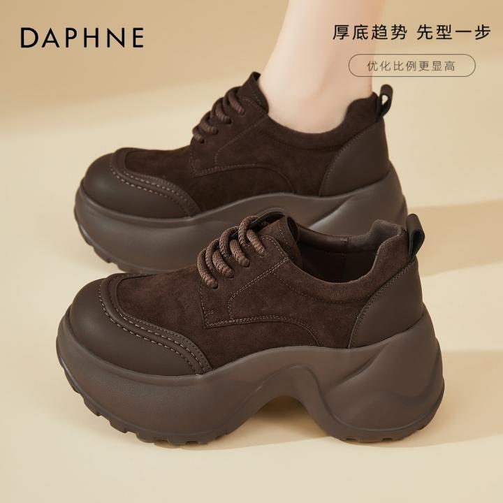 达芙妮8CM厚底乐福鞋女款2025秋季新款英伦风小皮鞋复古百搭单鞋