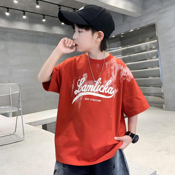 男童夏季短袖t恤2025新款潮儿童时髦半袖体恤中大童夏装上衣