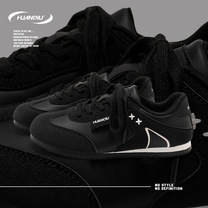 HUANQIU/环球黑色轻便复古板鞋女鞋2025秋季新款小巧百搭休闲鞋女