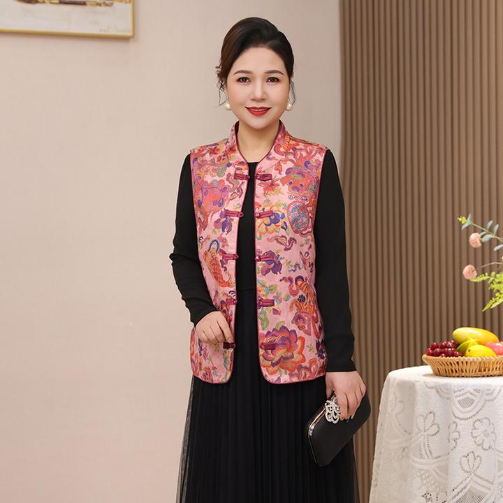 妈妈秋装新款马夹国风新中式外穿复古气质坎肩中老年奶奶衣服马甲