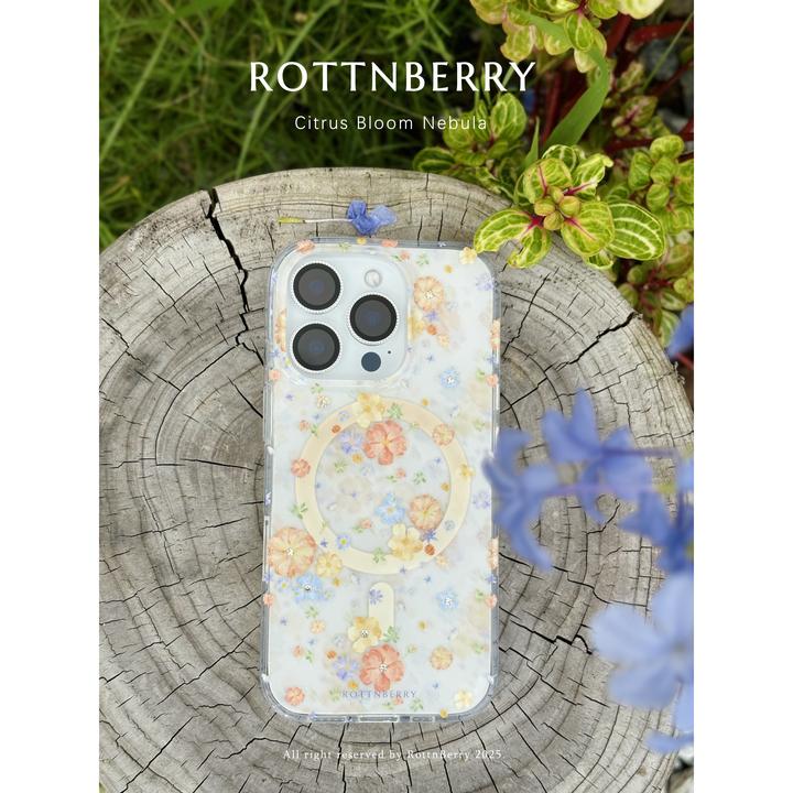 RottnBerry·橙雾花海磁吸IMD点钻手机壳适用iphone16promax/15/14