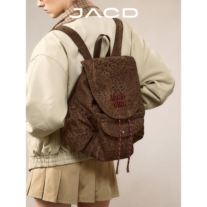 JACD【游牧荒野】复古豹纹双肩包男女2025新款秋冬大容量轻便背包