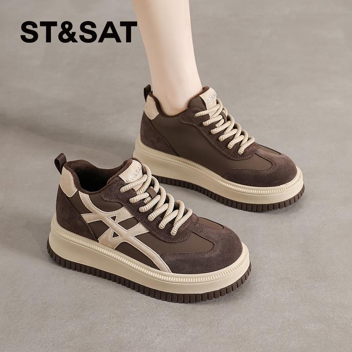 星期六复古显脚小女鞋2025新款秋季百搭阿甘鞋时尚运动中帮德训鞋