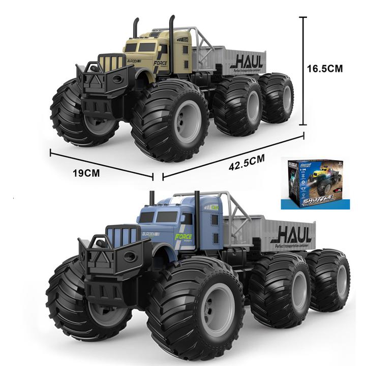 四通27频高速大轮拖头带车斗货柜拖车遥控车RC玩具车模型工程车