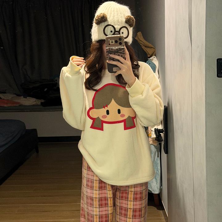 珊瑚绒睡衣女士秋冬季大码加厚可爱2025新款保暖可外穿家居服套装