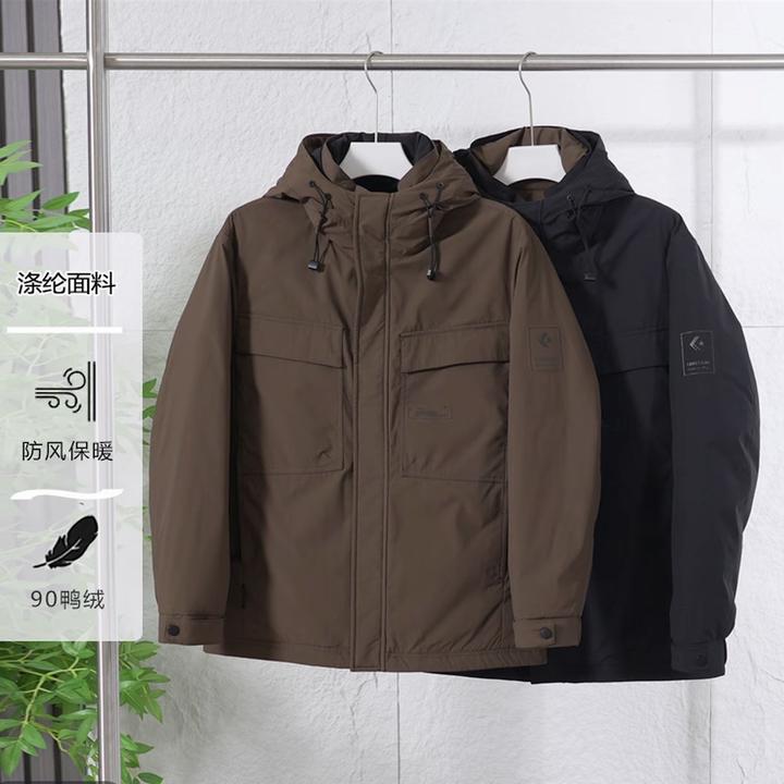 90连帽3防常规短款保暖免烫户外冬季压胶内胆夹克式羽绒