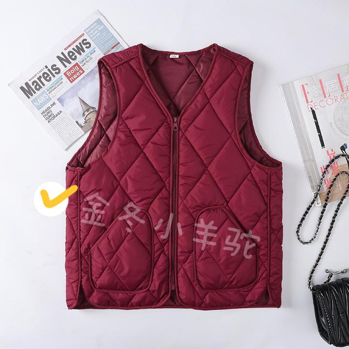 秋冬菱格棉马夹短款马甲女冬外穿2025新款简约宽松坎肩背心002