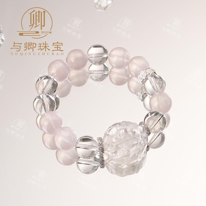 【相见欢】12mm白水晶+12mm莫粉+白水晶狐狸牌+ 合金配饰
