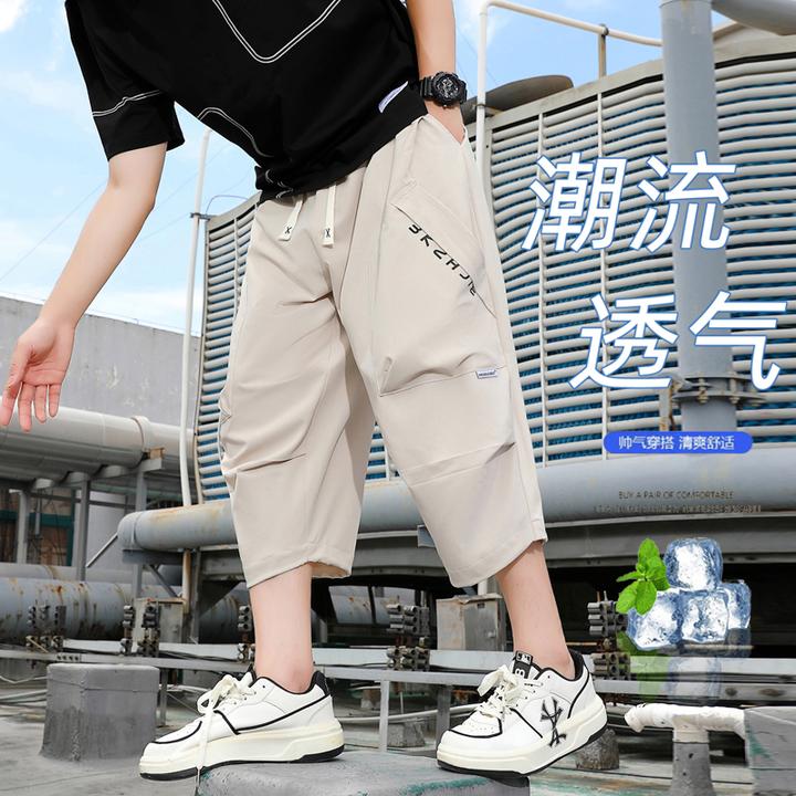 啄木鸟男士七分裤潮牌夏季新款薄款休闲短裤男生哈伦中裤7分裤子