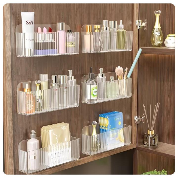 镜柜壁挂式收纳盒洗漱化妆品面膜门后浴室透明免打孔收纳置物架