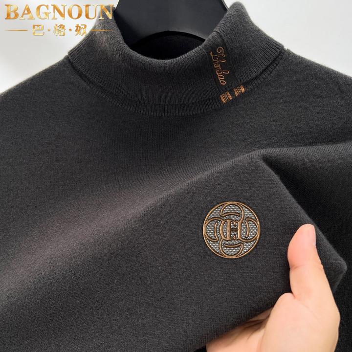 巴格奴羊绒衫男士秋冬季新款时尚高端纯山羊绒高领加厚针织潮上衣