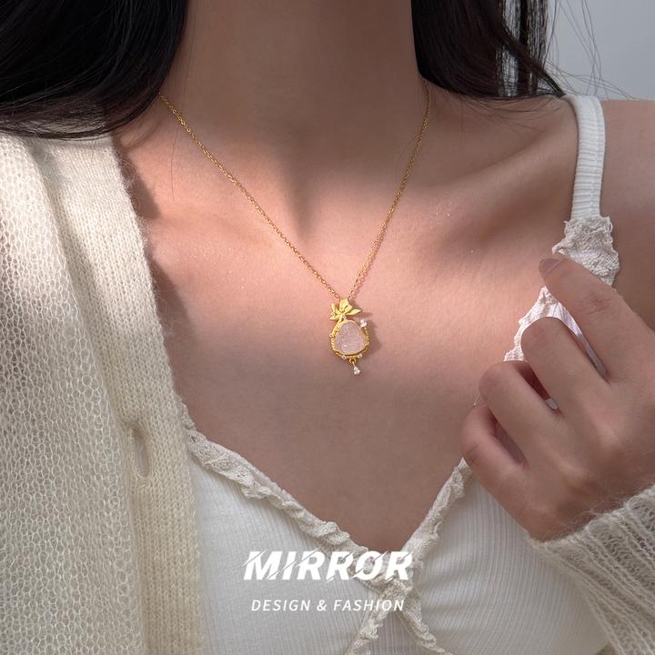 小麋人 坠链均925银 CX5922莲花项链女锁骨链小众感轻奢国风高级