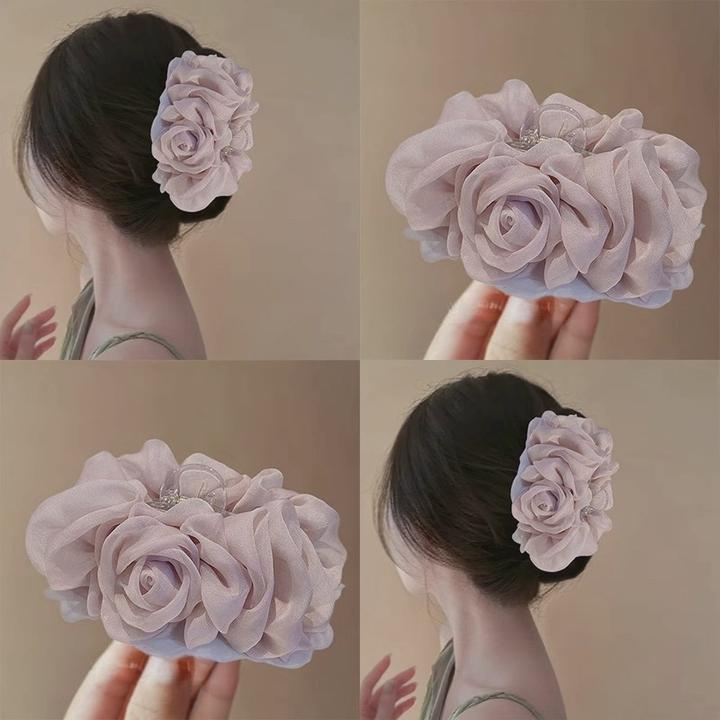 【春夏款发饰】雪纺蝴蝶结发夹后脑勺盘发抓夹大号纯色发抓子发饰