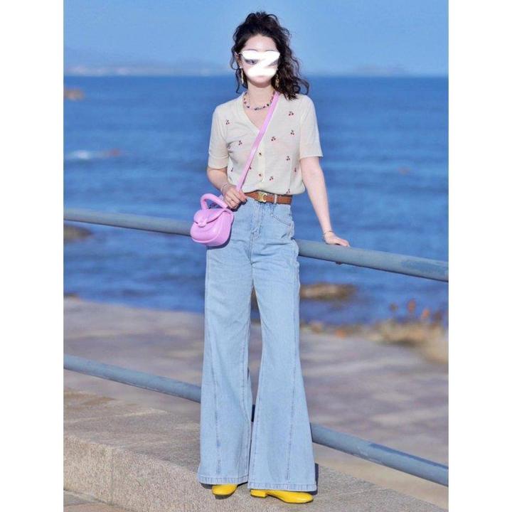 小香风樱桃针织冰丝开衫薄款短袖正肩t恤短款半袖v领小上衣女夏季