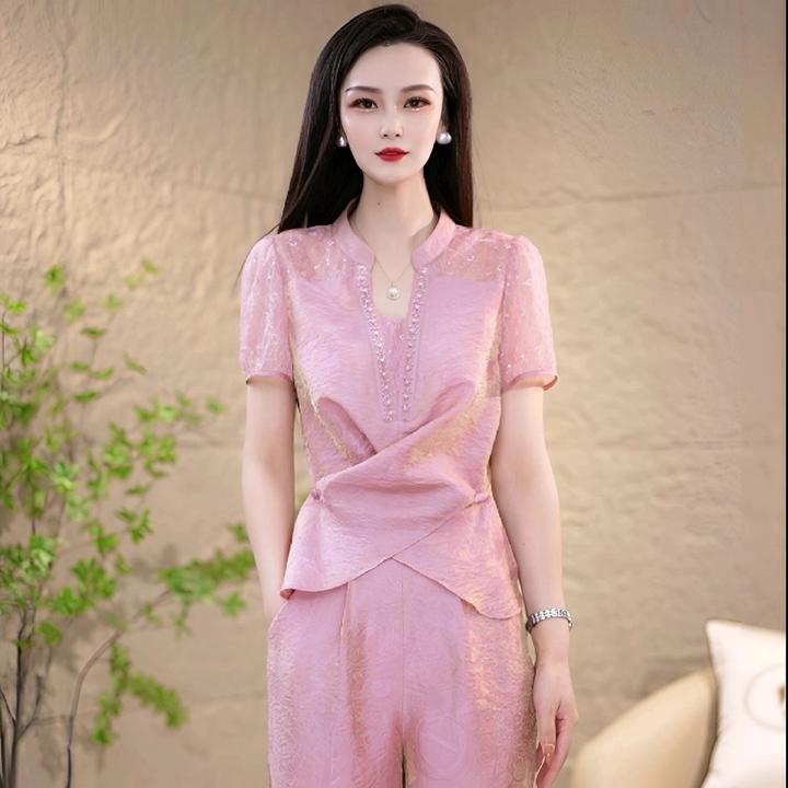 2025时尚洋气新款气质高档百搭小众设计感夏季修身显瘦套装两件套