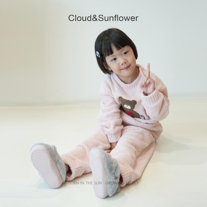 【云朵小葵】女童秋季新款可爱小熊半边绒加厚舒适居家家居服53260
