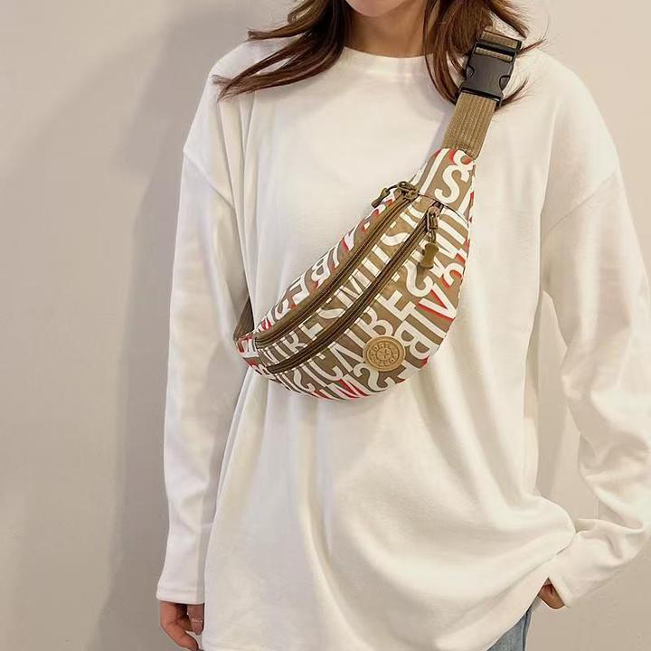 新款男女百搭字母涂鸦休闲胸包斜挎包防水单肩包胸包腰包