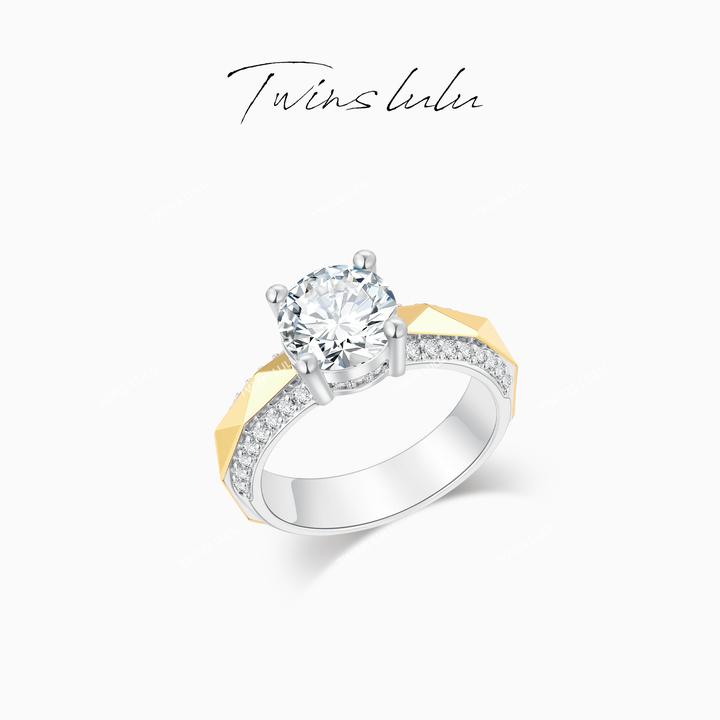 TWINS LULU 镀K金【鎏金畔】简约高级感双色四爪镶嵌戒指TSS6943
