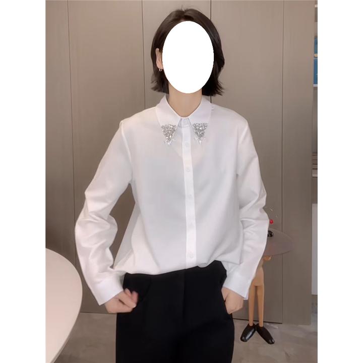 2025年春装新款法式小香风尖领衬衫女设计感小众洋气时尚叠穿衬衣
