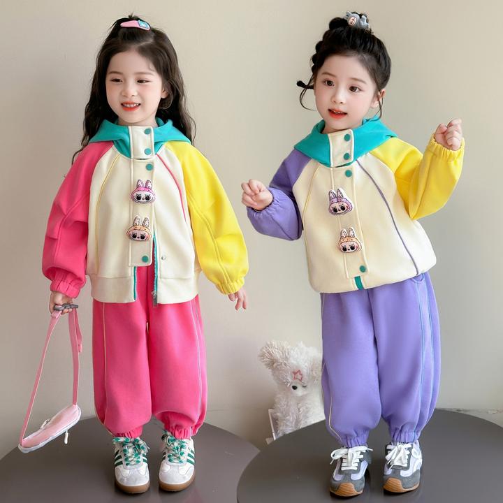 叮叮猫童装&拼色连帽套装童装儿童女童男童潮酷痞帅秋装套装秋季