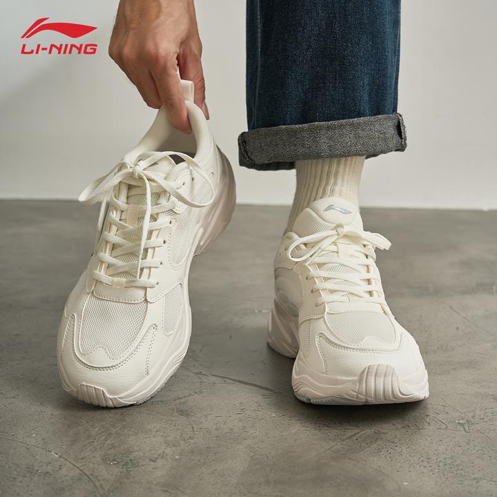 李宁脉冲男鞋老爹鞋正品网面透气跑步厚底增高白色耐磨百搭休闲鞋