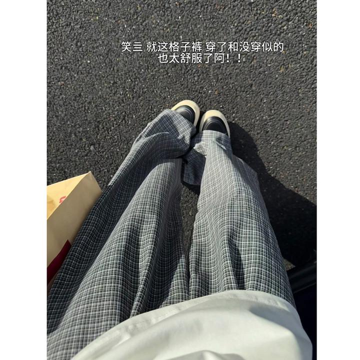 老钱风格子裤子男款cleanfit美式松弛感慵懒休闲裤宽松直筒阔腿裤