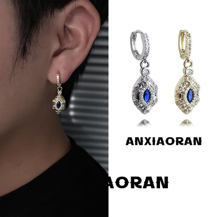 铜合金耳饰 蓝眼泪恶魔之眼耳环时尚小众防过敏养耳洞耳蜗耳骨钉