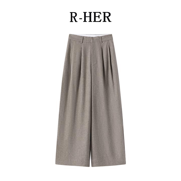 R-HER【纯色阔腿】韩系风女装长裤新款通勤高腰休闲显瘦纯色阔腿裤