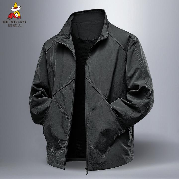稻草人潮流户外男防水男士防水防晒夹克薄款防风立领外套夹克衫