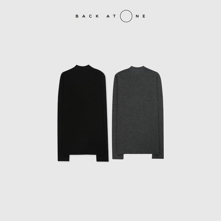 BACKATONE“天鹅颈系列-小高领”无缝一体羊毛针织衫 BFF-1AB421H-K