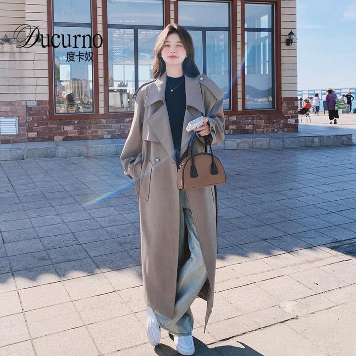 新款时尚洋气百搭大衣长款风衣外套女秋季爆款高冷酷飒女装高级感