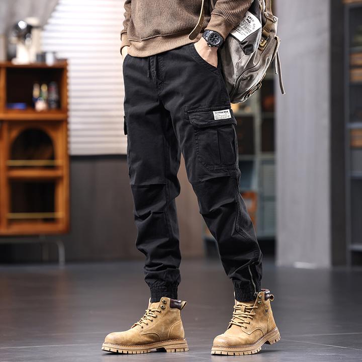 秋冬季2025新款美式复古男休闲裤宽松束脚工装裤潮牌