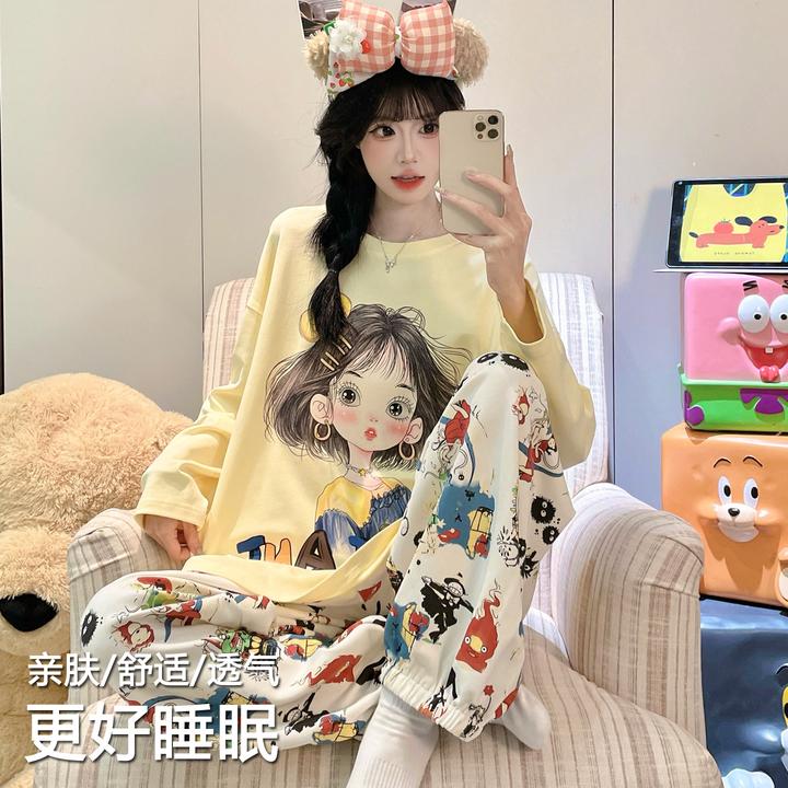 睡衣女款爆款2025新款长袖长裤春秋套装韩版ins风甜美可爱家居服