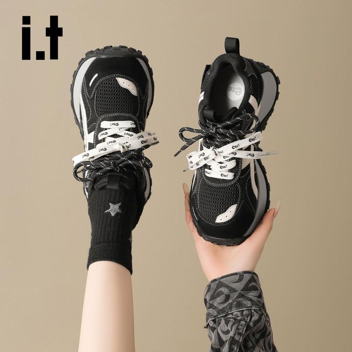 it ete厚底增高休闲运动鞋女2025冬季新款配阔腿裤软底阿甘老爹鞋