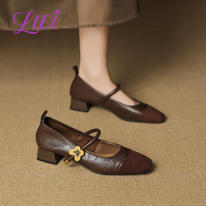 真皮高跟鞋女气质高级不累脚小羊皮单鞋LIEI新款春绝美晚晚配裙鞋