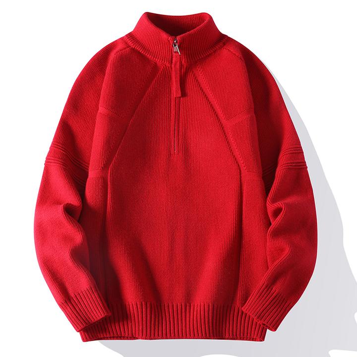 立领拉链毛衣男秋冬季2024新款慵懒风半拉链保暖加厚打底针织衫男