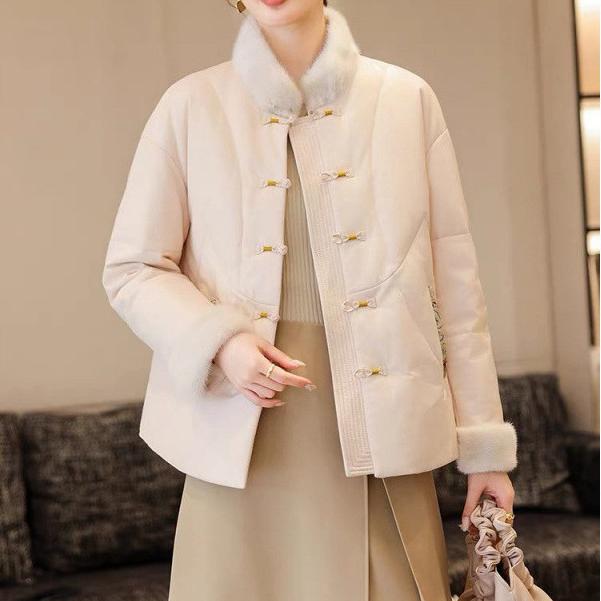 DUCURNO复古立领棉服女冬季2026新款新中式服盘扣国风短款加厚外