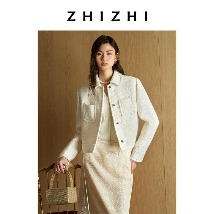 致知 南歌子 氛围感千金风粗花呢长袖小香外套26春ZZ2FSWJ3056