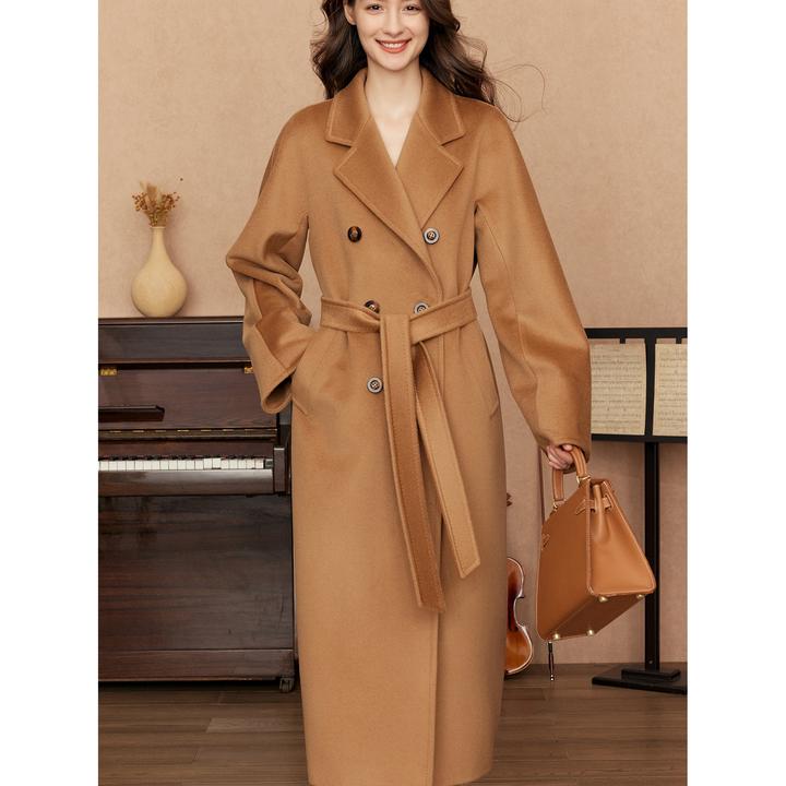 2025秋冬经典款双面羊毛大衣过膝长款宽松高端赫本风毛呢大衣女
