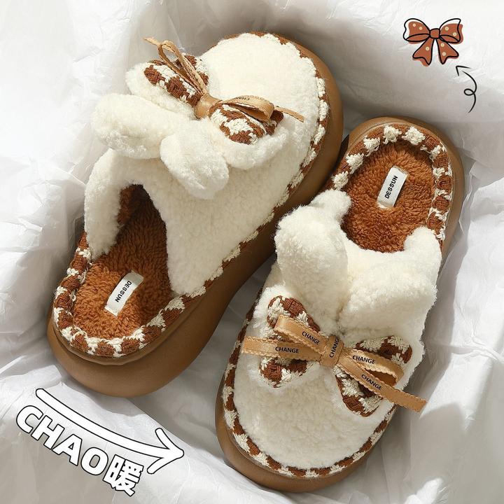 2025新款棉拖鞋女士冬季加绒保暖室内家居增高厚底防滑毛毛棉拖女