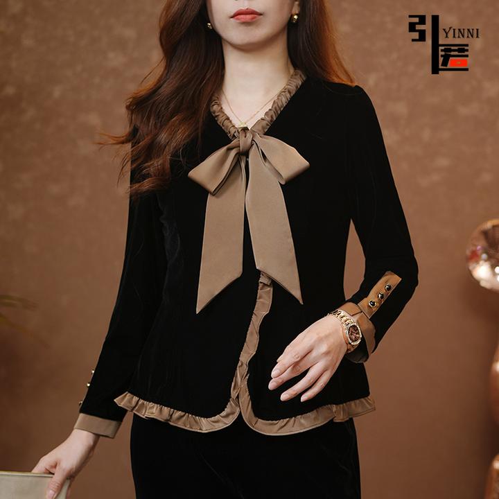 引匿（现货）A021定制高阶丝绒高级简约洋气长袖打底衫上衣2025秋冬