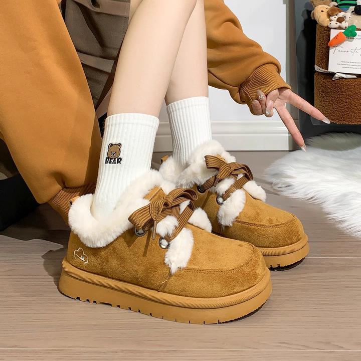 回力加绒加厚雪地靴女2025冬季厚底增高保暖面包鞋网红新款雪地靴