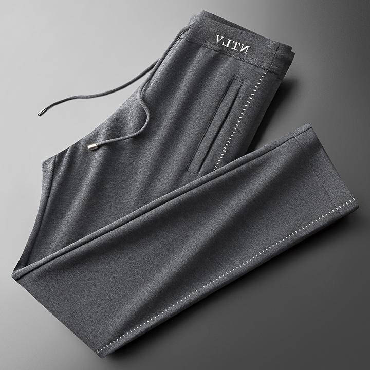 JOZDICE/纪治迪哲运动裤男士春夏轻奢修身撞色长绒棉直筒运动裤