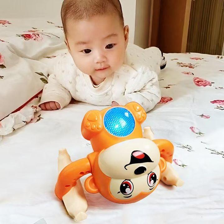 婴儿宝宝有声会动翻滚猴抬头训练电动专用声控爬行抬头训练玩具