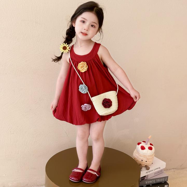 女童夏季无袖连衣裙2025新款洋气优雅公主裙女宝气质网红吊带裙