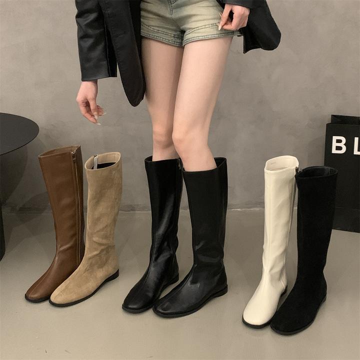 【官网小C&K旗舰店】2025新款复古平底长筒靴女秋冬百搭骑士靴