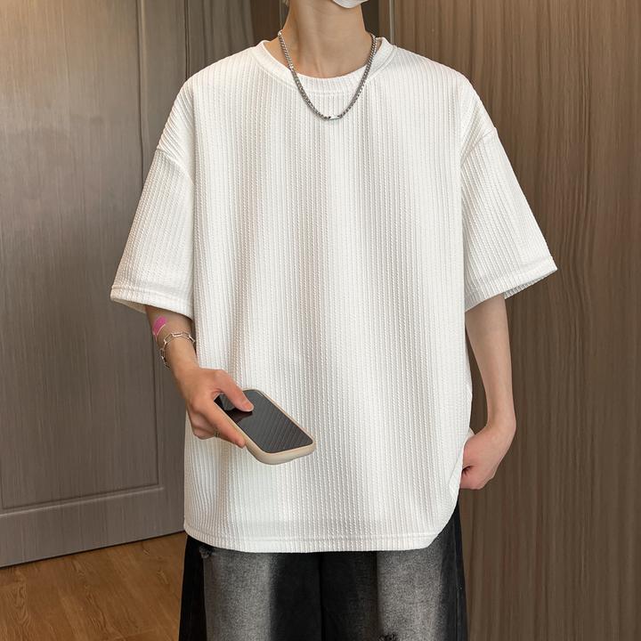 NINEDAO/玖岛夏季休闲宽松轻薄透气短袖男士潮流简约百搭薄款T恤