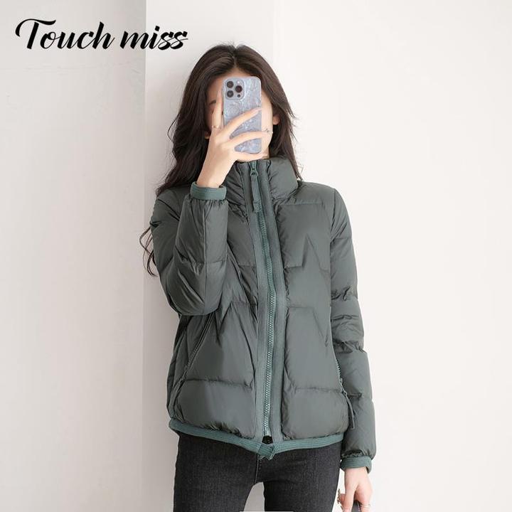 TOUCH MISS 白鹅绒通勤风格保暖外套时尚立领加厚短款羽绒服女