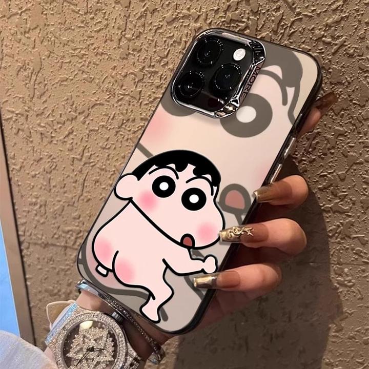 蜡笔小新适用苹果17promax手机壳新款iPhone16高级感15电镀14小众